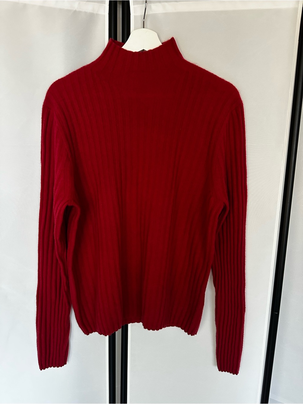 J. Crew Red Ribbed Turtleneck Sweater